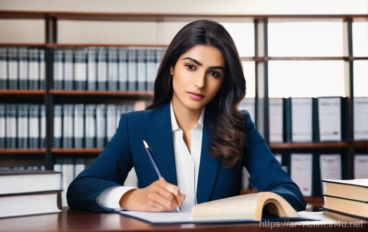 범죄 피해자 경제적 보상 기준 - **Prompt:** A determined Arab woman, professionally dressed in a modest business suit, sits at a pol...