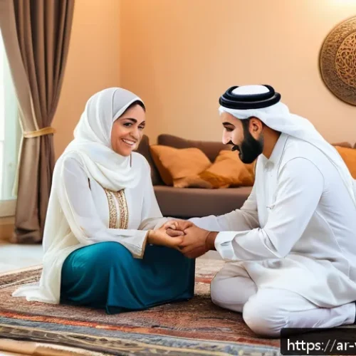 범죄 피해자 자녀 보호 - A warm and safe family living room scene in a Middle Eastern home, featuring an Arab family with par...