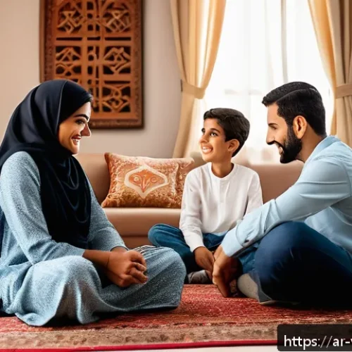 범죄 피해자 가족의 심리 치료 필요성 - A Middle Eastern family sitting together in a cozy living room, engaged in open and heartfelt conver...