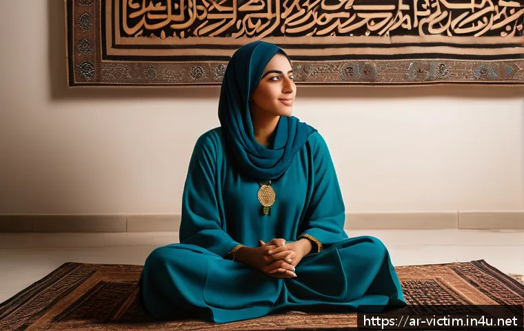 범죄 피해자 심리적 피해 연구 결과 - A Middle Eastern woman in modest, culturally appropriate clothing, sitting in a softly lit room with...